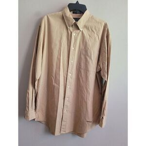 Daniel Cremieux Men's Long Sleeve Shirt Button Down‎ Taupe Large 100%Cotton